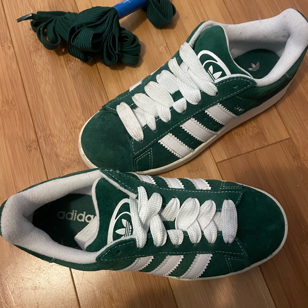 adidas Originals Campus Green White Suede Sneakers - Picture 3 of 4